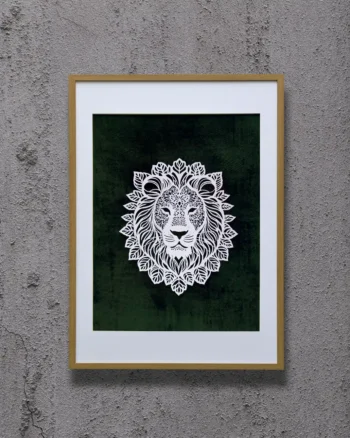 kağıt aslan sanat eseri gri fon