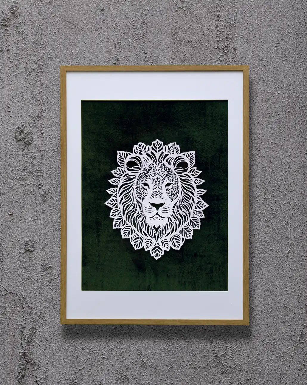 kağıt aslan sanat eseri gri fon