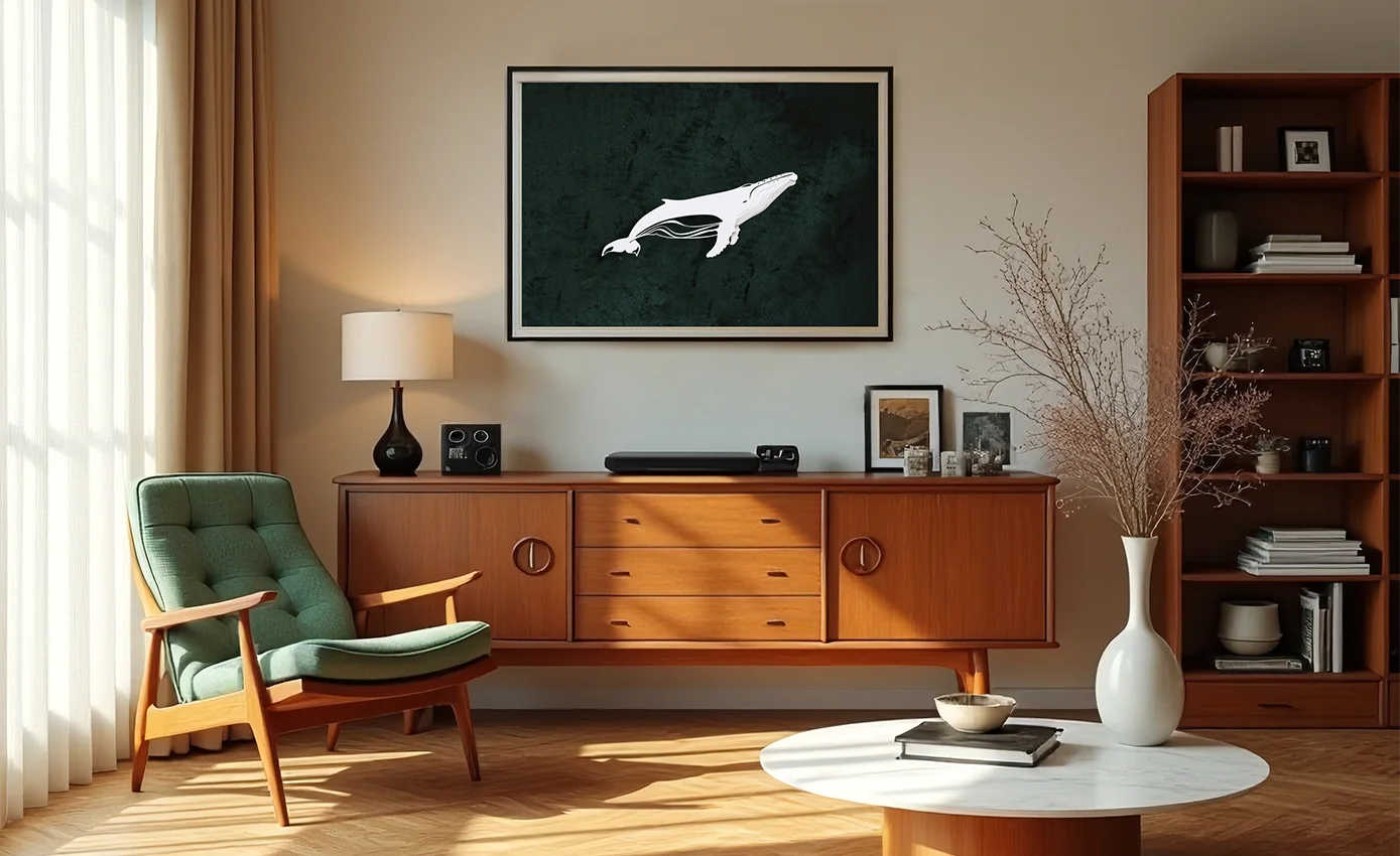 kağıt kesim balina figürü modern salon duvarı
