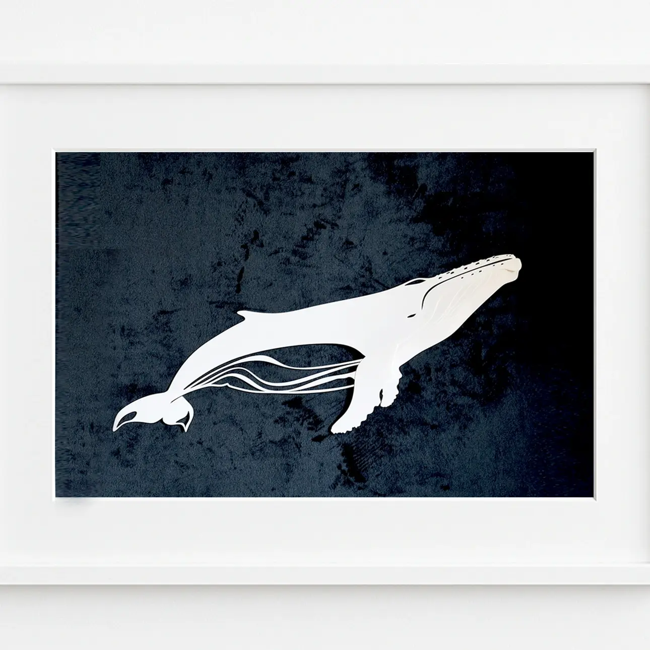 balina kağıt kesim çerçeveli duvar eseri