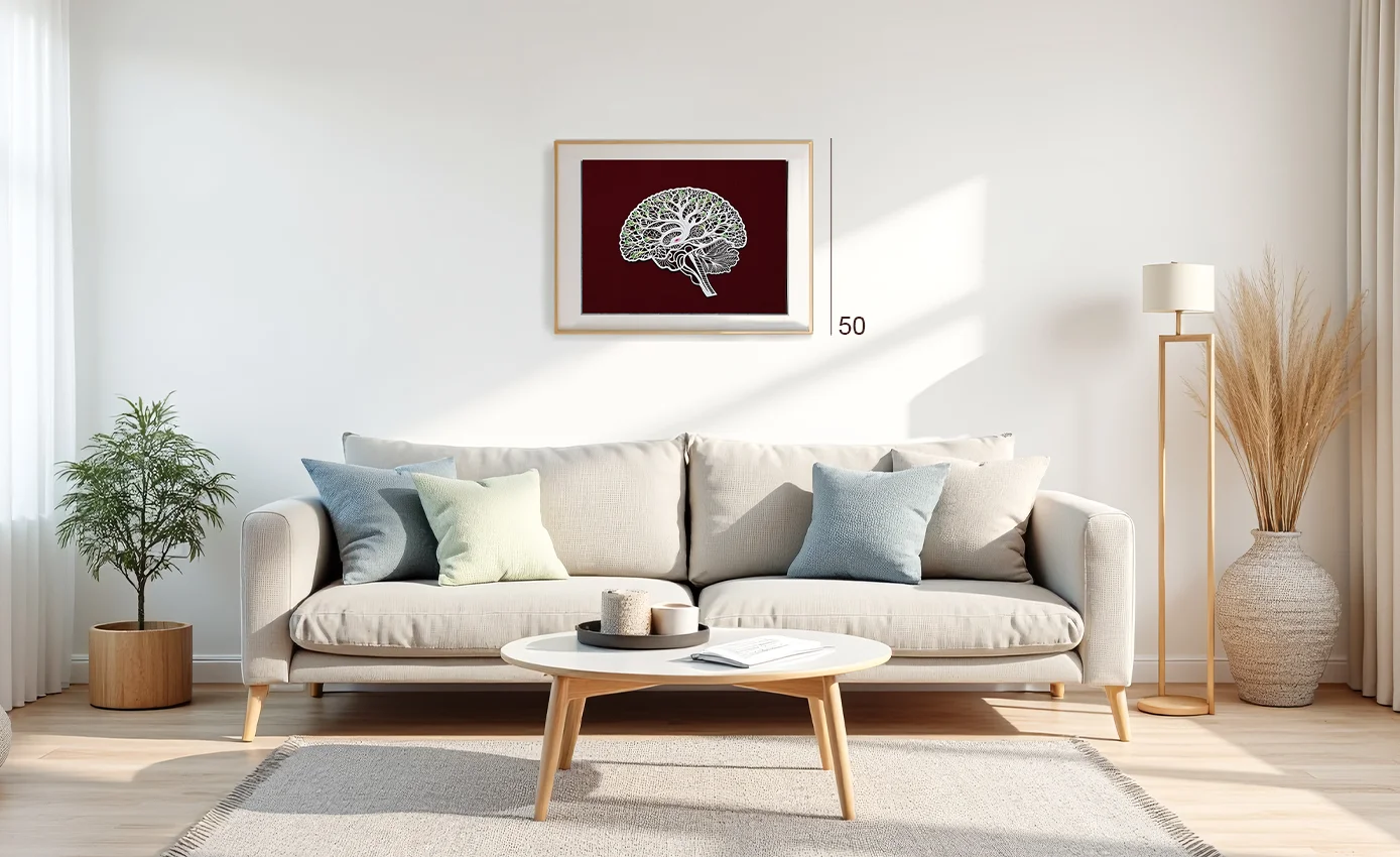 beyin kağıt sanat eseri mekandaki büyüklük oranı belirteci
