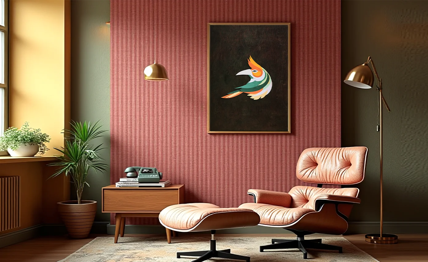 retro modern salon duvarında kağıt kesim kaatı sanatı tropikal kuş
