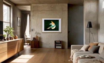 modern loft salon duvarında kağıt kesim sanatı tropikal kuş