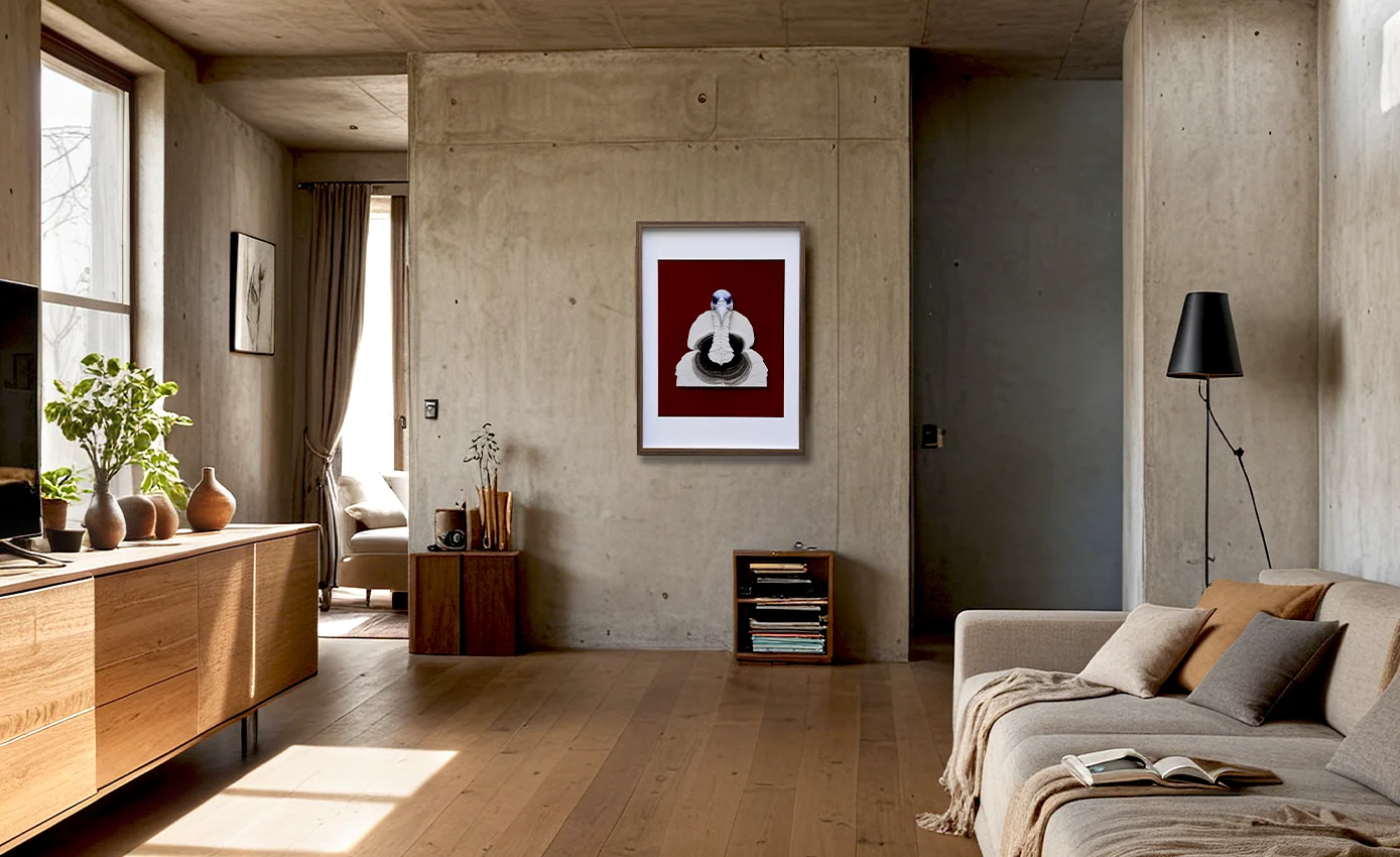loft duvarında kağıt oyma sanatı bordo fon hindi figürü