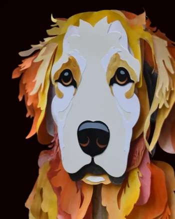 yakın çekim kağıt kesim üzeri sulu boya köpek portresi