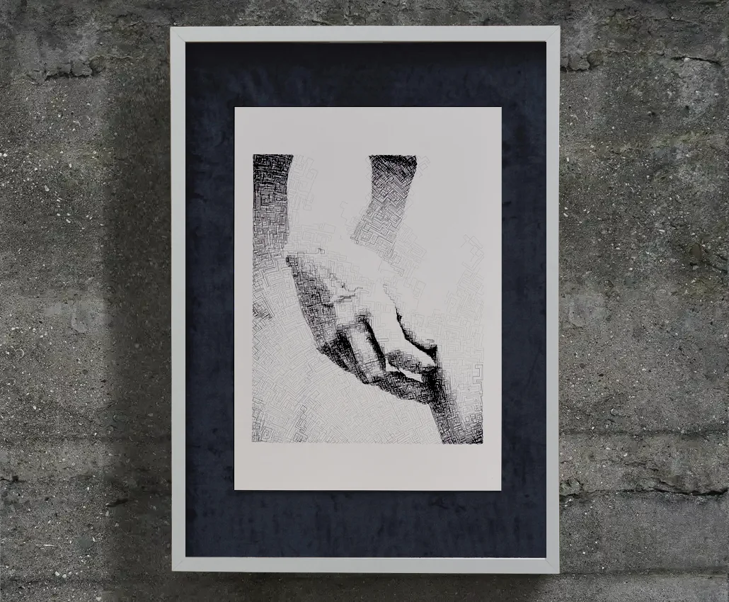 beton duvar üzerinde plotter art sunumu