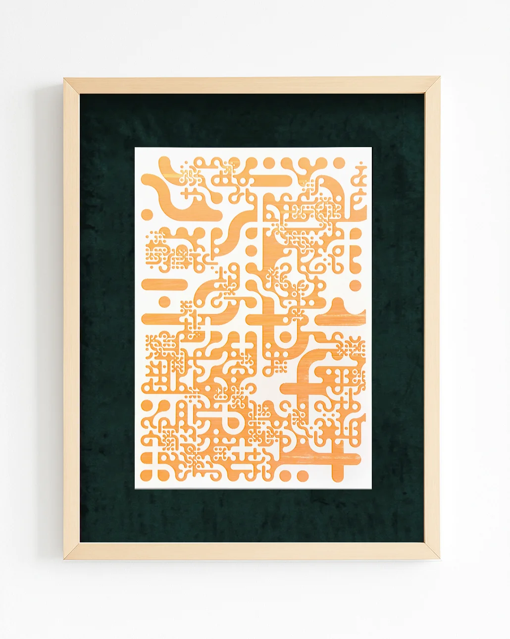 turuncu geometrik desenli pen plotter posteri