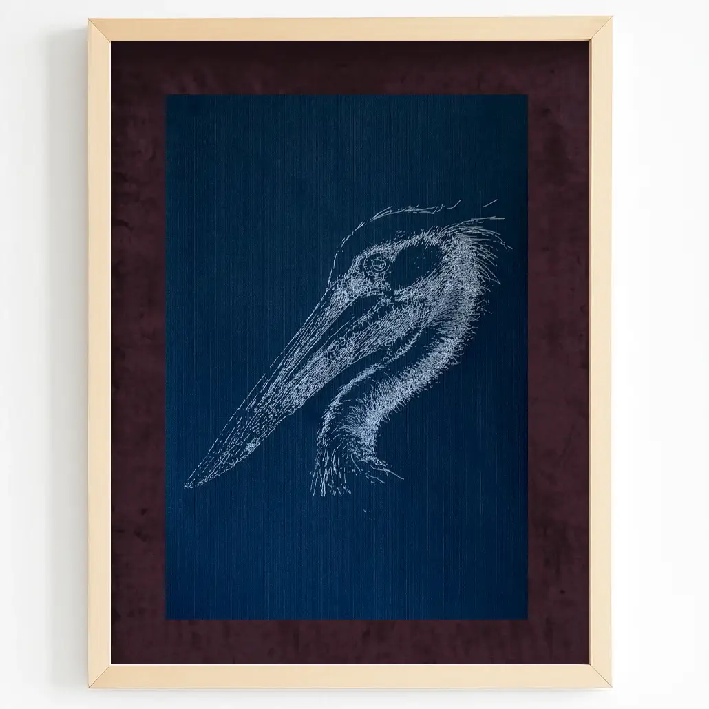 beyaz fon üzerinde pen plotter art pelikan