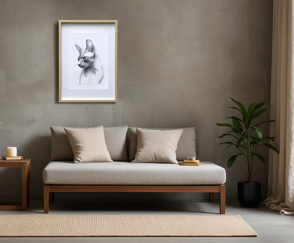 plotter art kedi portresi sayısal sanat