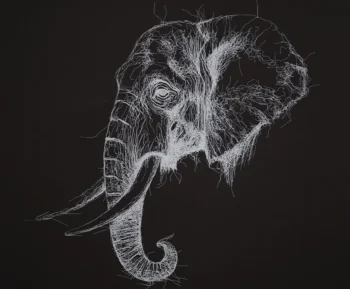Fil figürlü kod tabanlı algoritmik çizim grafik sanat eseri