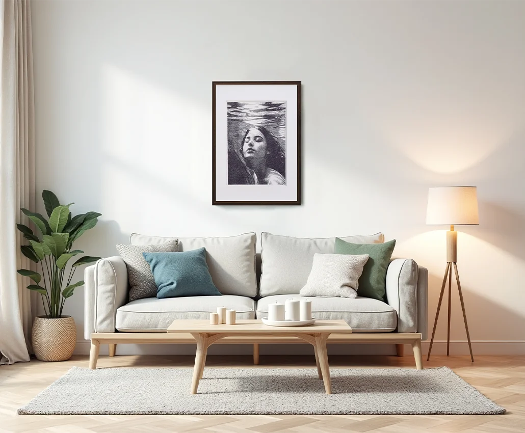 modern açık renk salonda dijital sanat çalışması