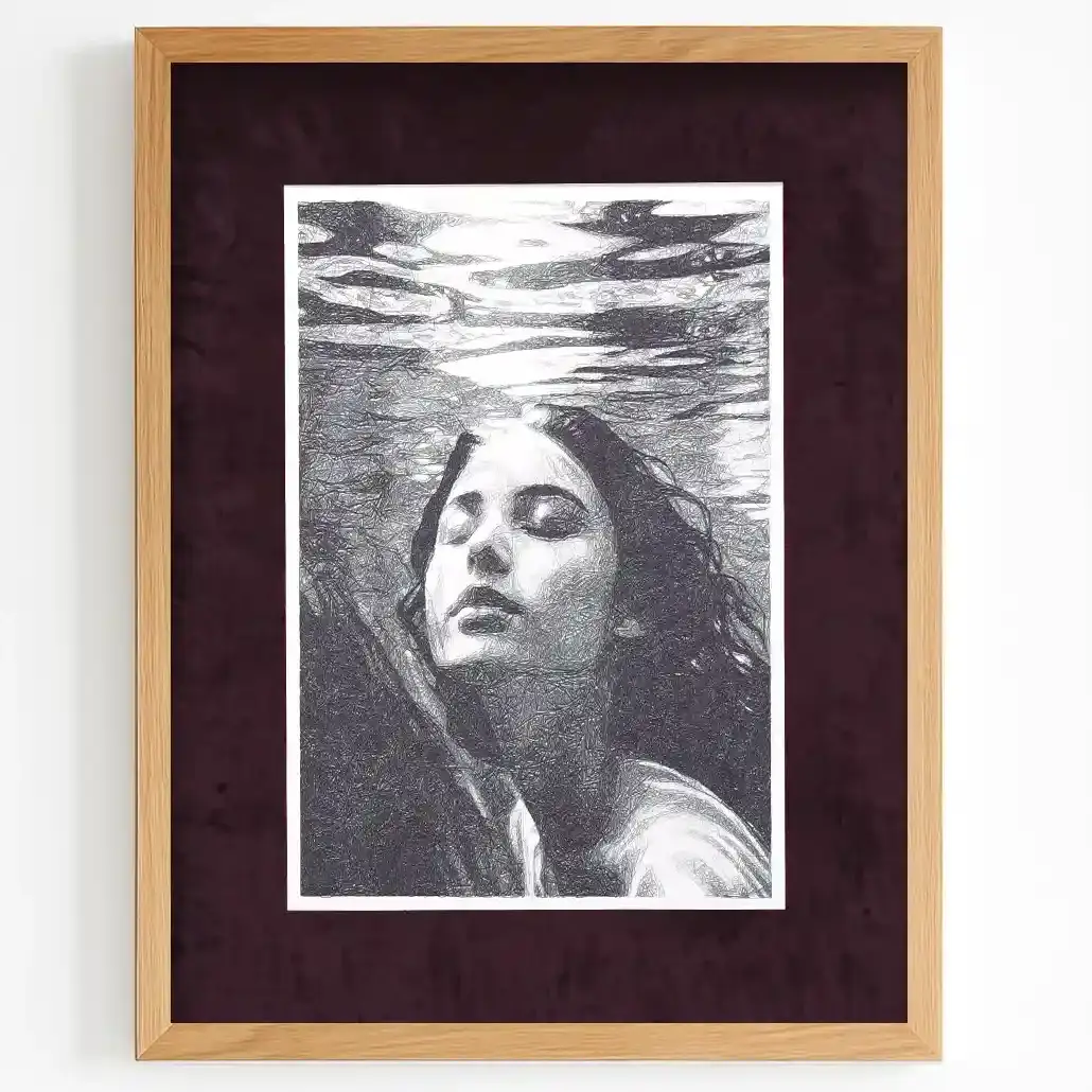 algoritmik sanat su altı kız portresi