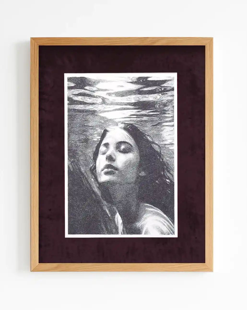 algoritmik sanat su altı kız portresi