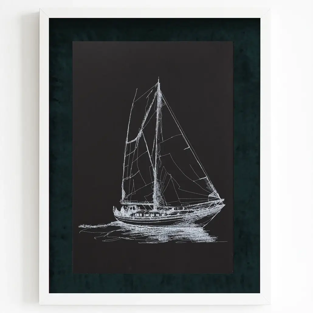 plotter art algoritmik eskiz yelkenli kompozisyonu