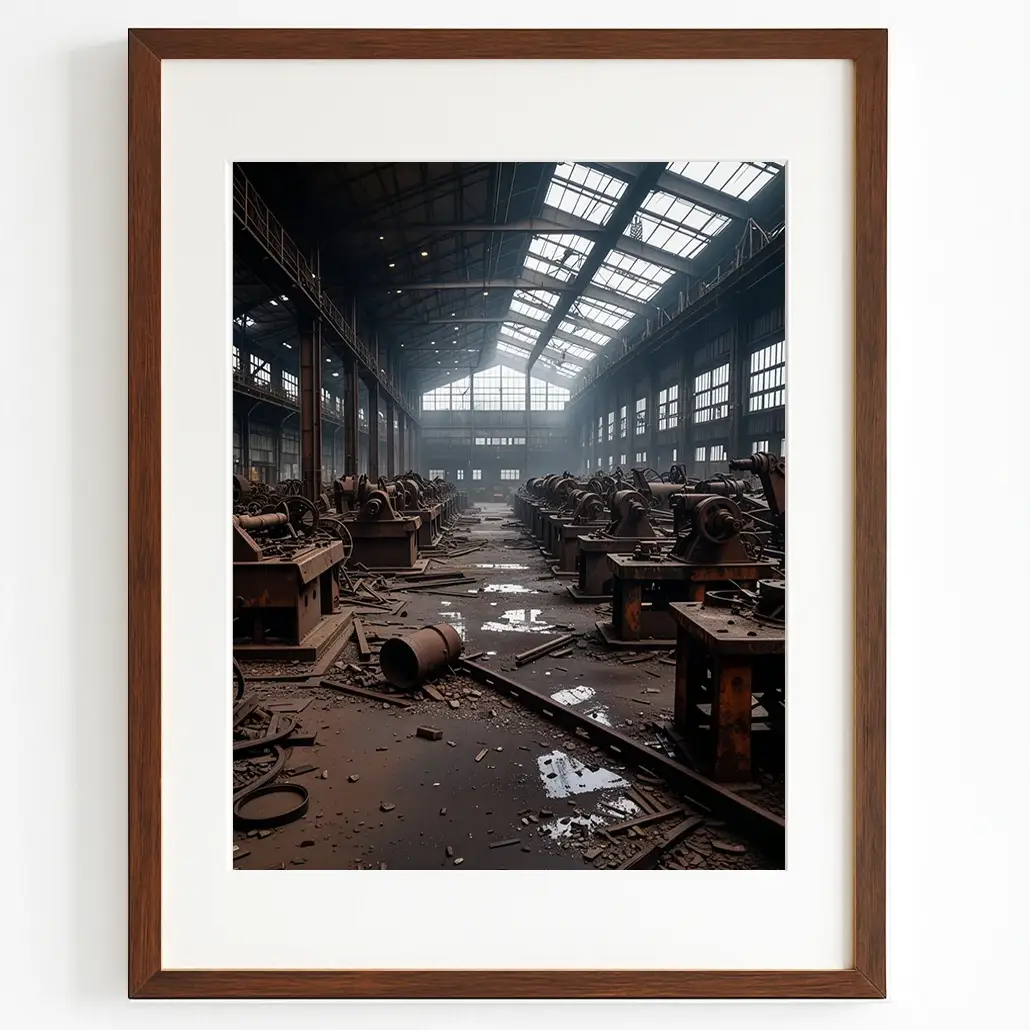 ahşap çerçeveli terk edilmiş fabrika ai görseli