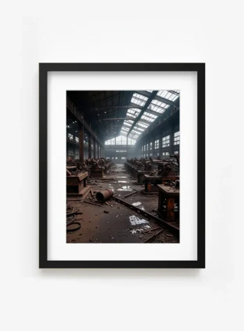 siyah çerçeveli terk edilmiş fabrika ai görseli